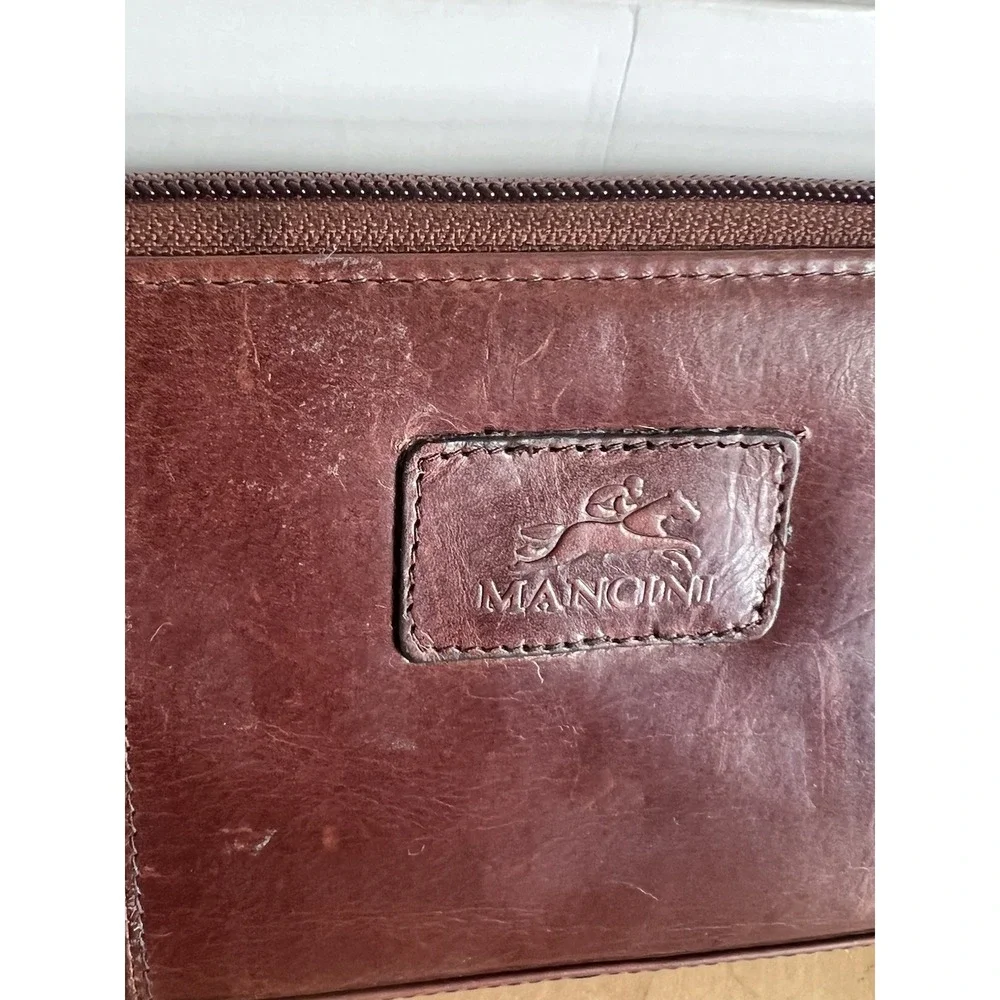 Mancini Women's Casablanca Collection Rfid‎ Secure Clutch Wallet Brown Nickel